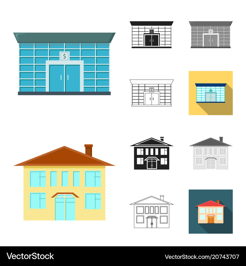 Building and architecture cartoonblackflat Vector Image