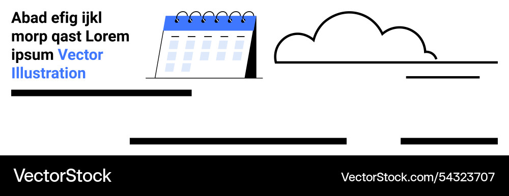 Calendar and cloud elements with text lines Calendar and cloud elements with text lines vector image