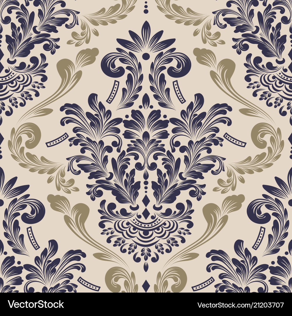 Classical Damask Pattern Element vector image
