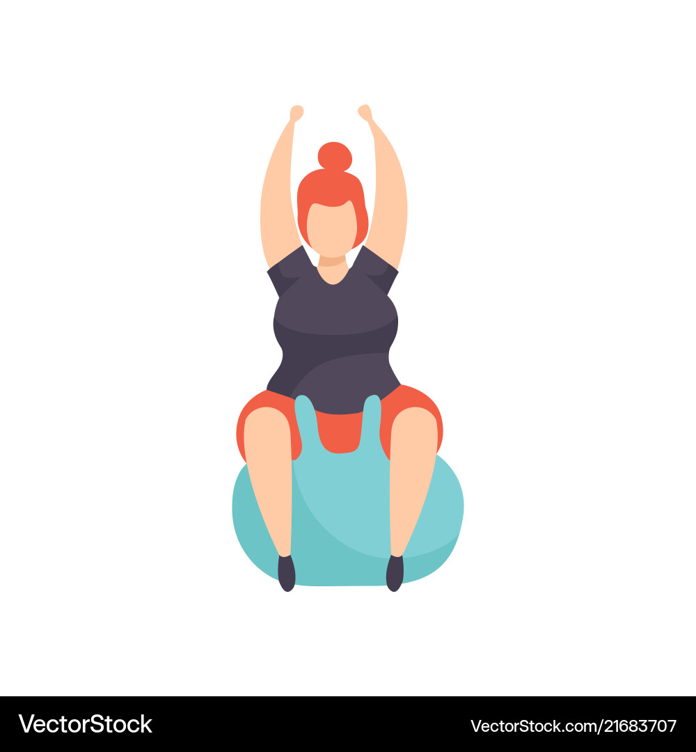 Fat girl exercising on a fitbal obesity woman Fat girl exercising on a fitbal obesity woman vector image