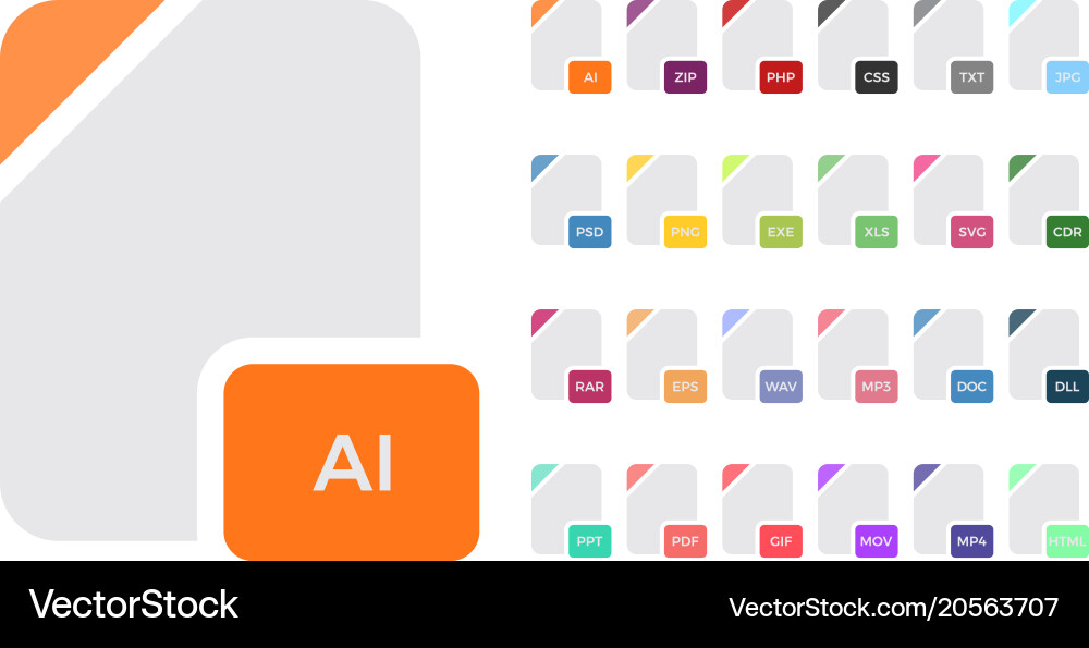 Flat file format icons audio video image Vector Image
