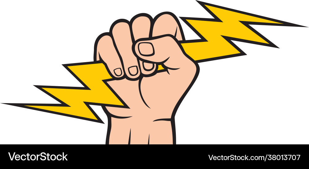 Hand holding lightning bolt Hand holding lightning bolt vector image