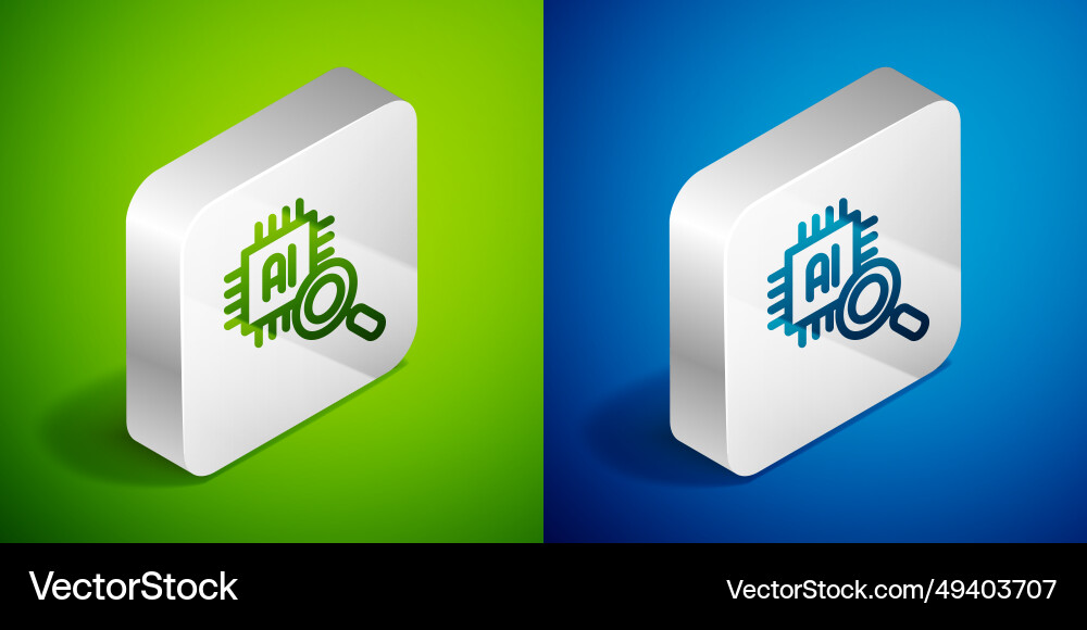 Isometric line computer processor Isometric line computer processor vector image