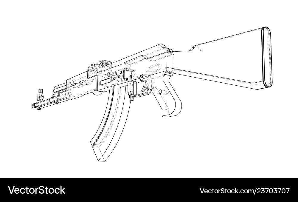 Machine gun rendering of 3d vector image