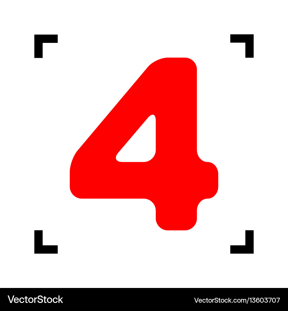 Number 4 sign design template element red Number 4 sign design template element red Vector Image