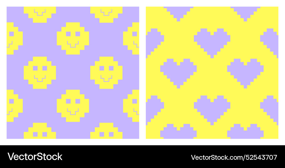 Pixel y2k retro seamless pattern set Pixel y2k retro seamless pattern set vector image