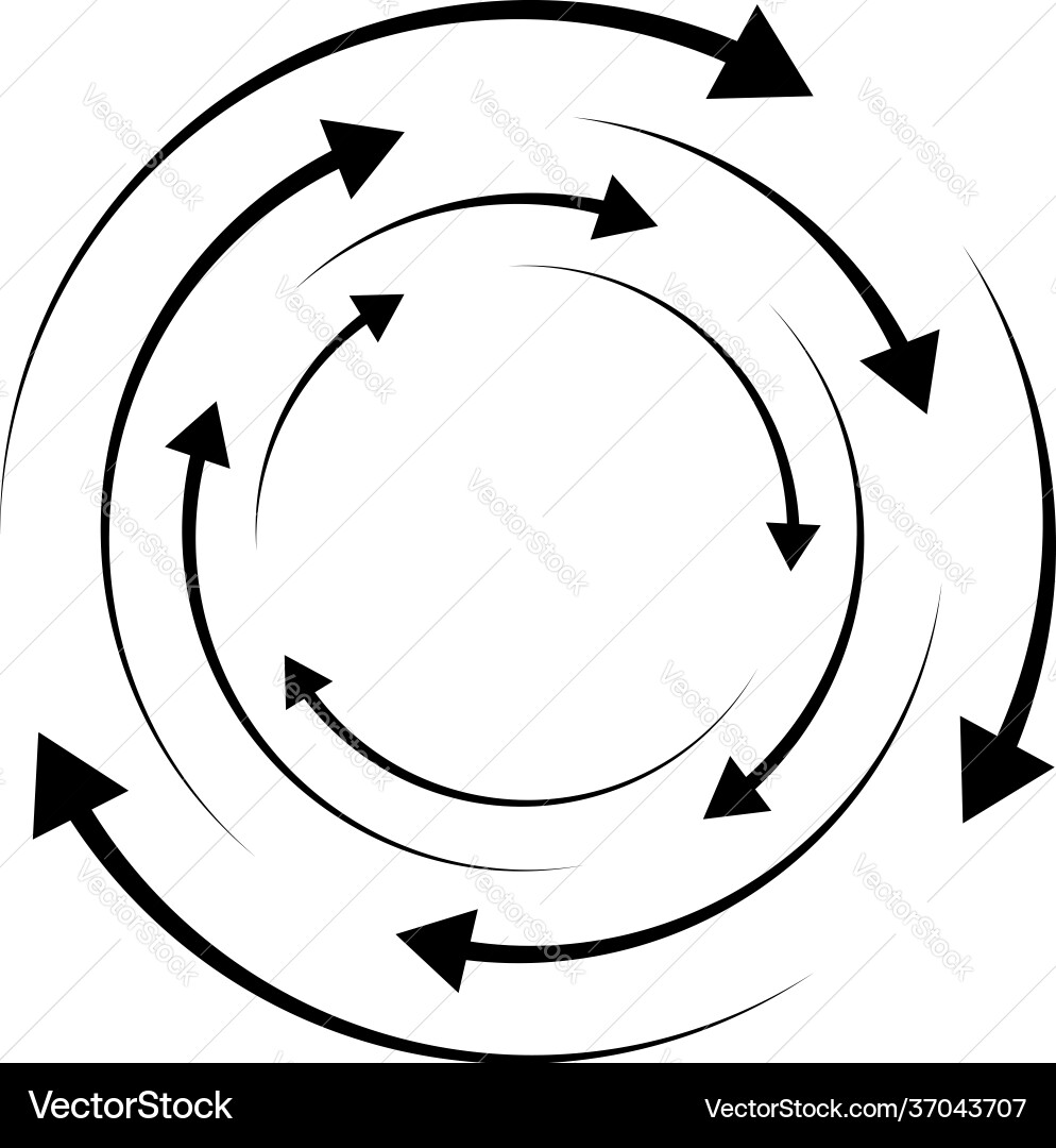 Rotating arrows concentric radial and circular Rotating arrows concentric radial and circular vector image