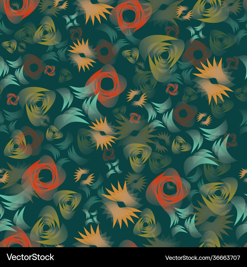 Seamless pattern with abstract shapes on a green Seamless pattern with abstract shapes on a green vector image