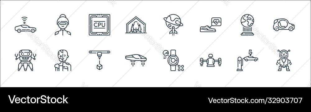 Technology future line icons linear set Technology future line icons linear set vector image