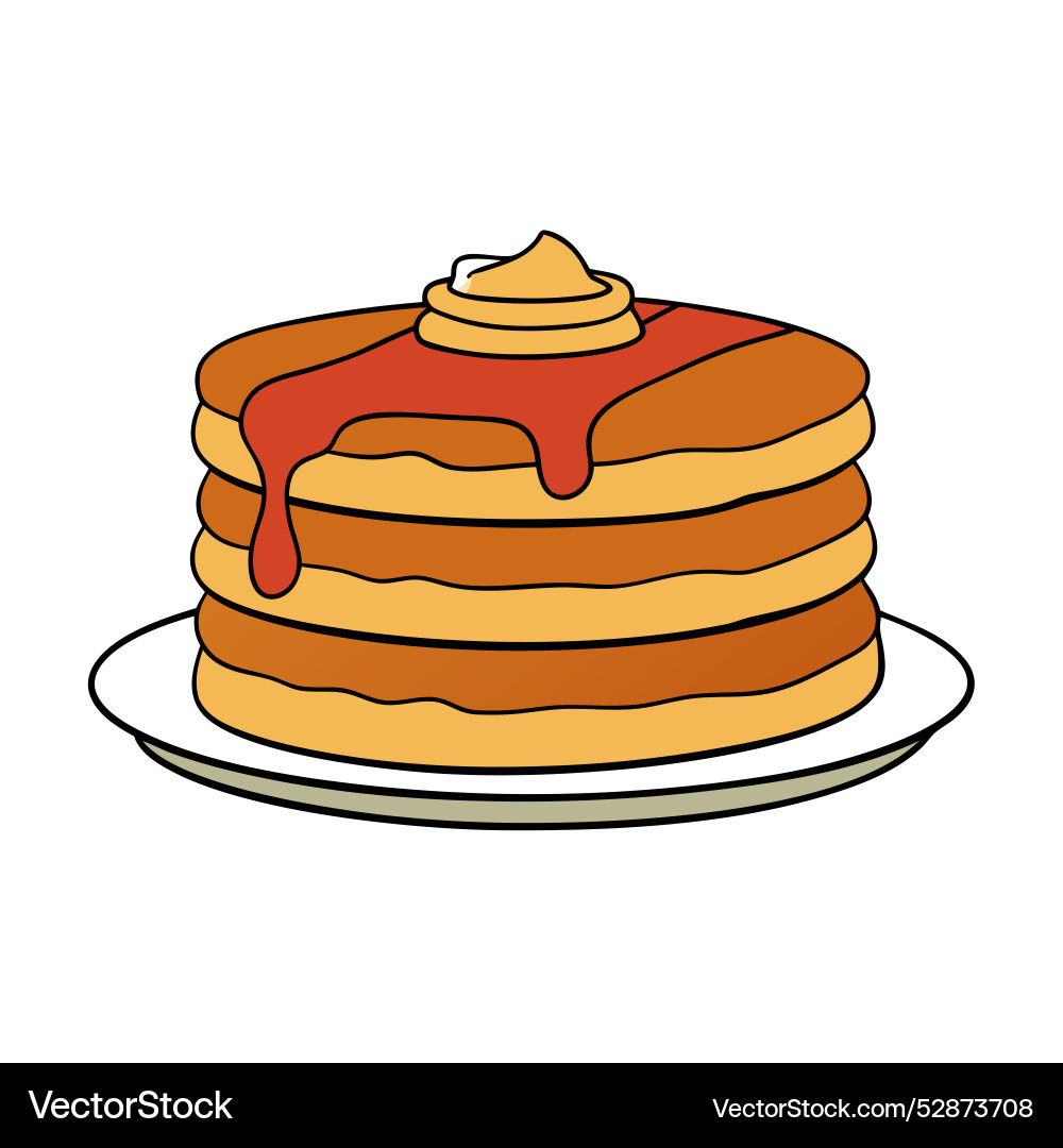 A stack of pancakes topped with bacon and maple Vector Image