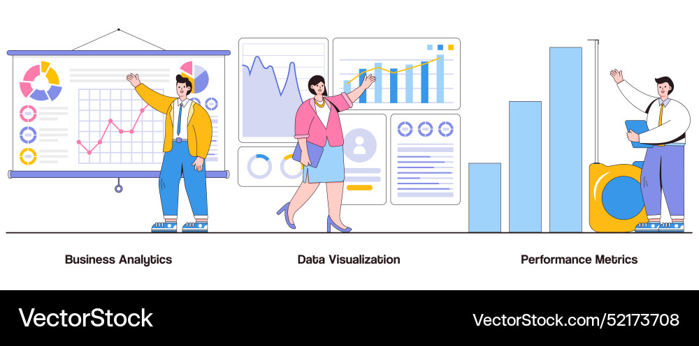 Business analytics data visualization performance Business analytics data visualization performance vector image