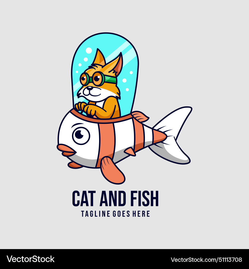 Cat und Fishcdr Cat und Fishcdr vektorbild