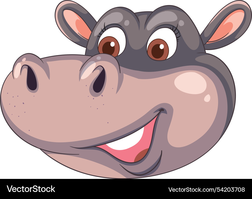 Cheerful hippo with a big friendly smile – Royalty-Free Vector | VectorStock, image size:1000x792