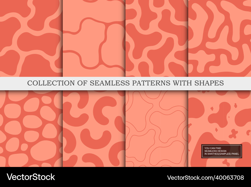 Collection of red seamless patterns with abstract Collection of red seamless patterns with abstract vector image