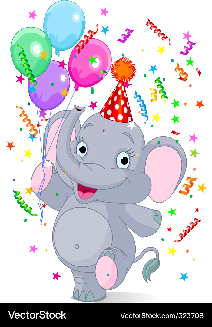 Cute Baby Elephant Party Vector Image