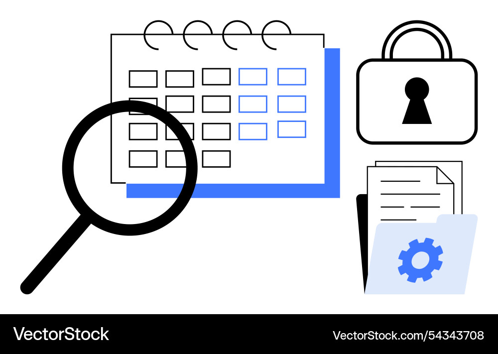 Data analysis and security concept with magnifying Data analysis and security concept with magnifying vector image
