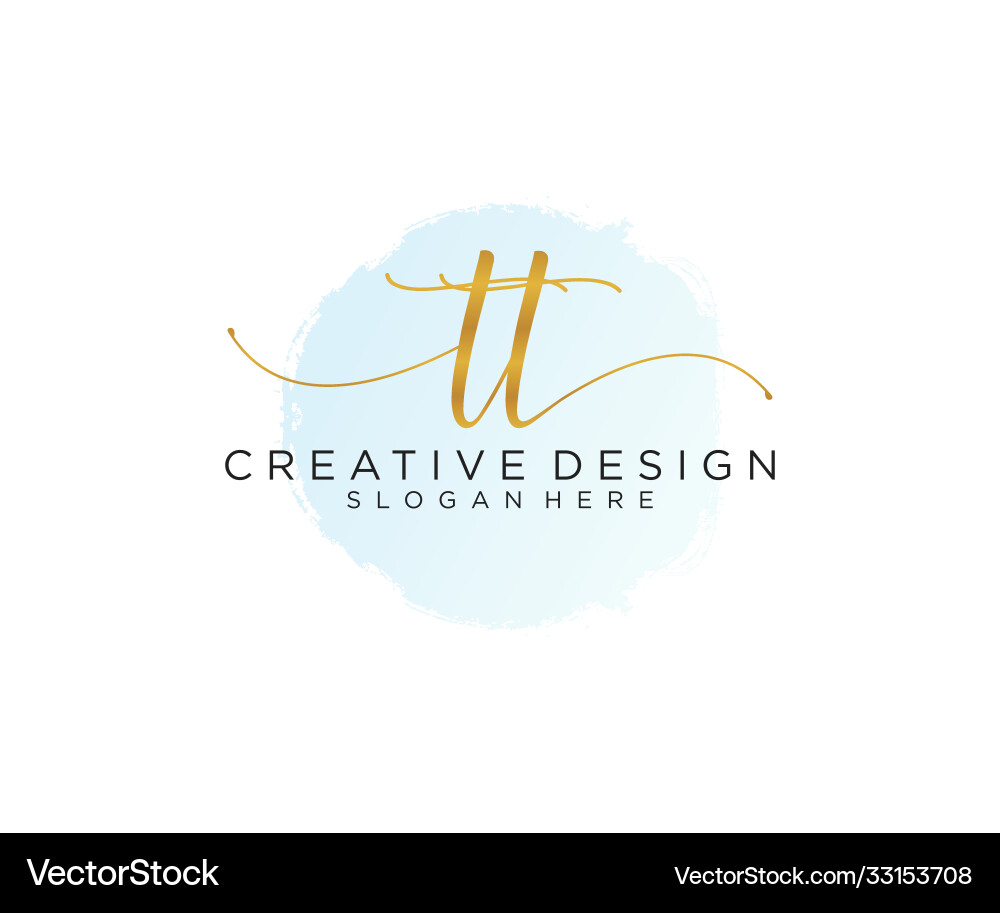 Elegant Initial TT Logo - Watercolor Script Vector Image