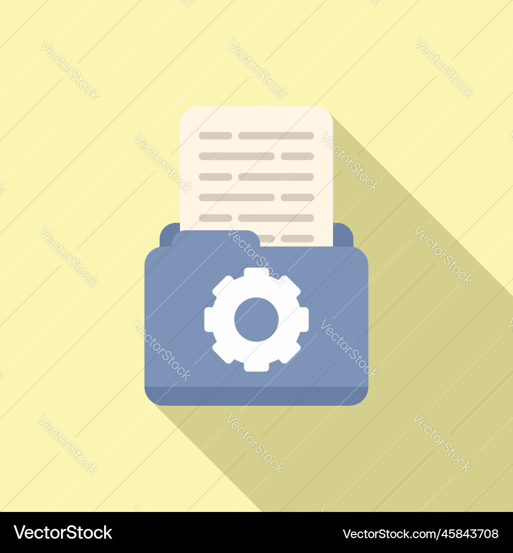 Mail gear folder icon flat page report – Royalty-Free Vector | VectorStock