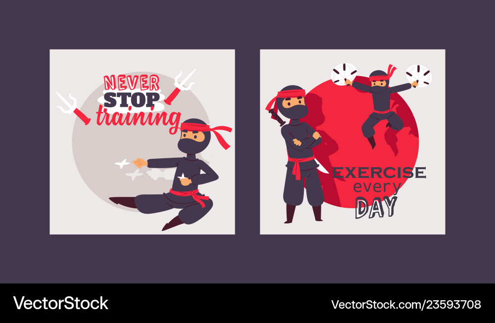 Ninja warrior cartoon Ninja warrior cartoon vector image
