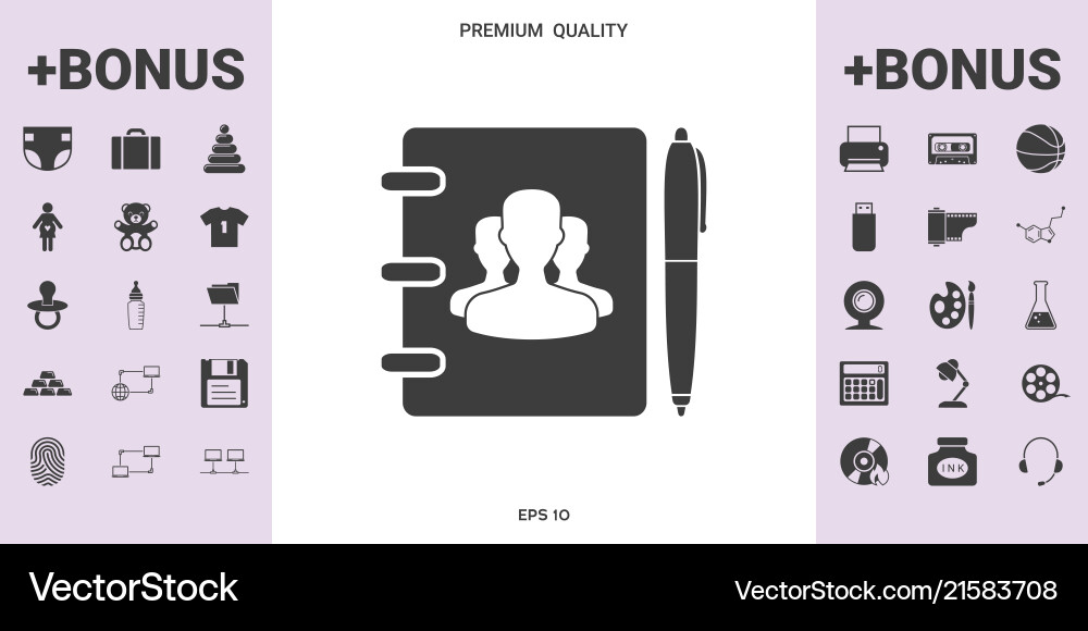 Notebook address phone book with symbol of group Notebook address phone book with symbol of group vector image