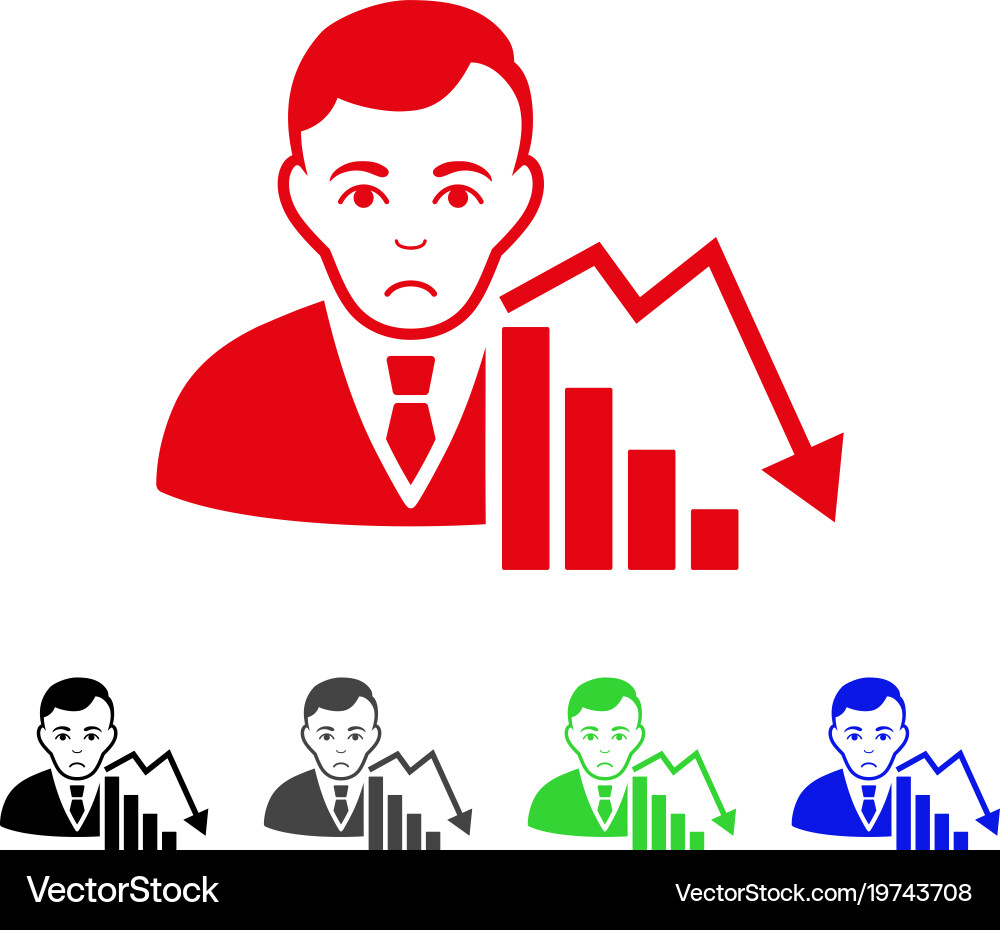 Sad stock trader icon Vector Image