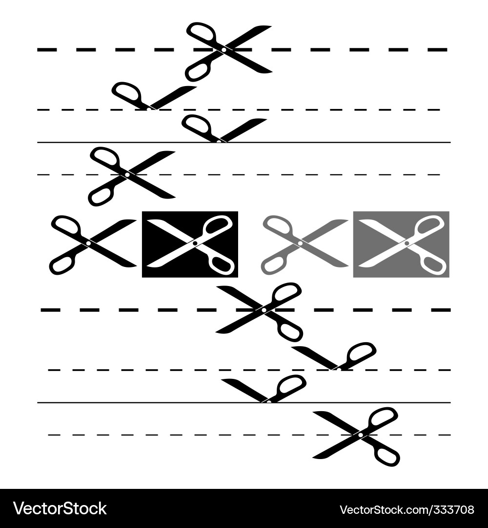 Scissors Cutout Template Vector Image