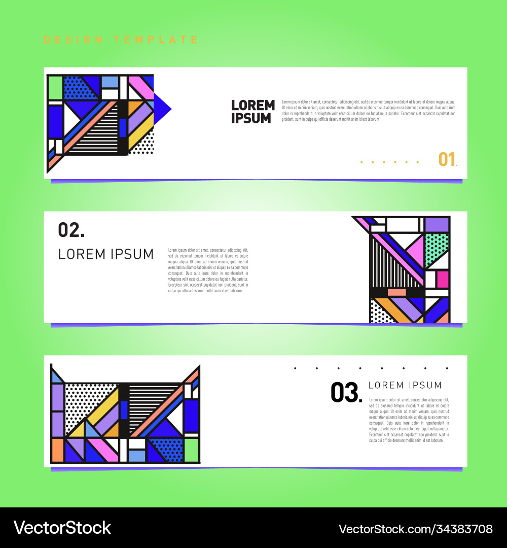 Set abstract banner web design template retro Vector Image