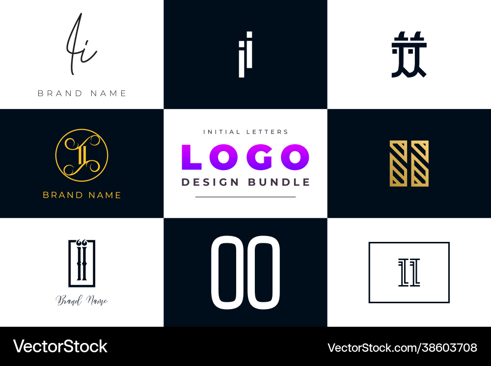 Set collection initial letters ii logo design Vector Image