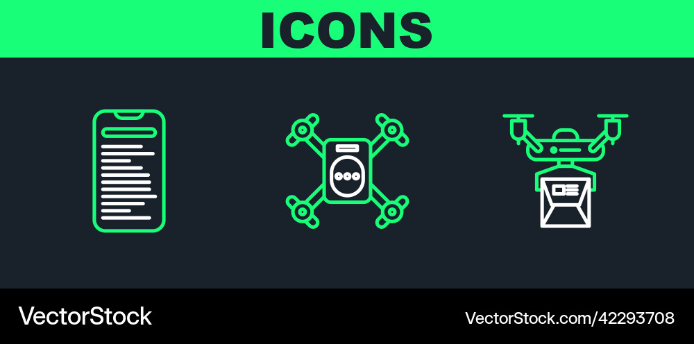 Set line drone delivery concept computer api Vector Image