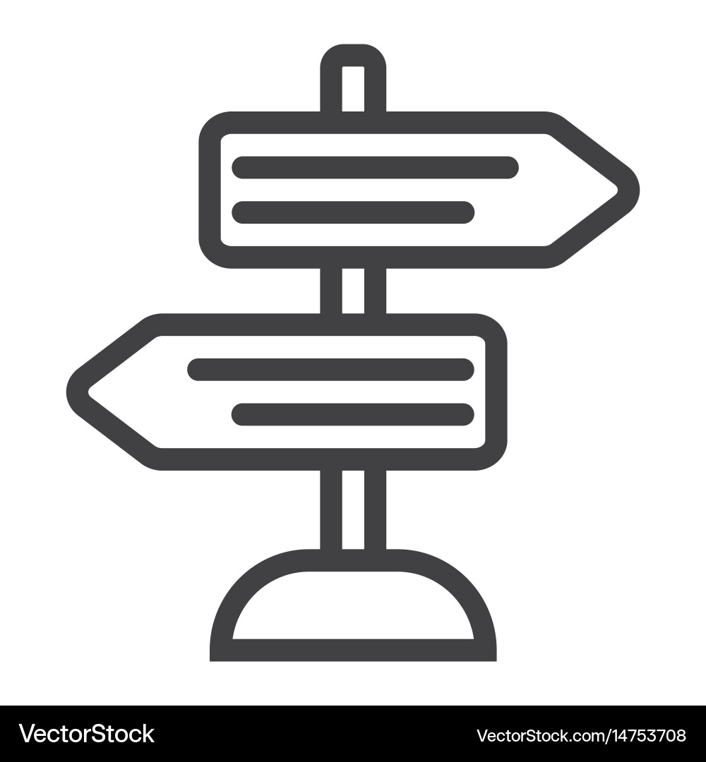 Signpost line icon navigation and direction vector image