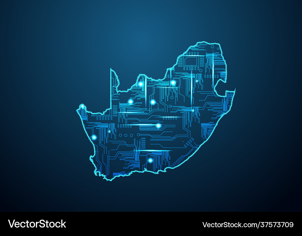Abstract futuristic map south africa circuit Abstract futuristic map south africa circuit vector image