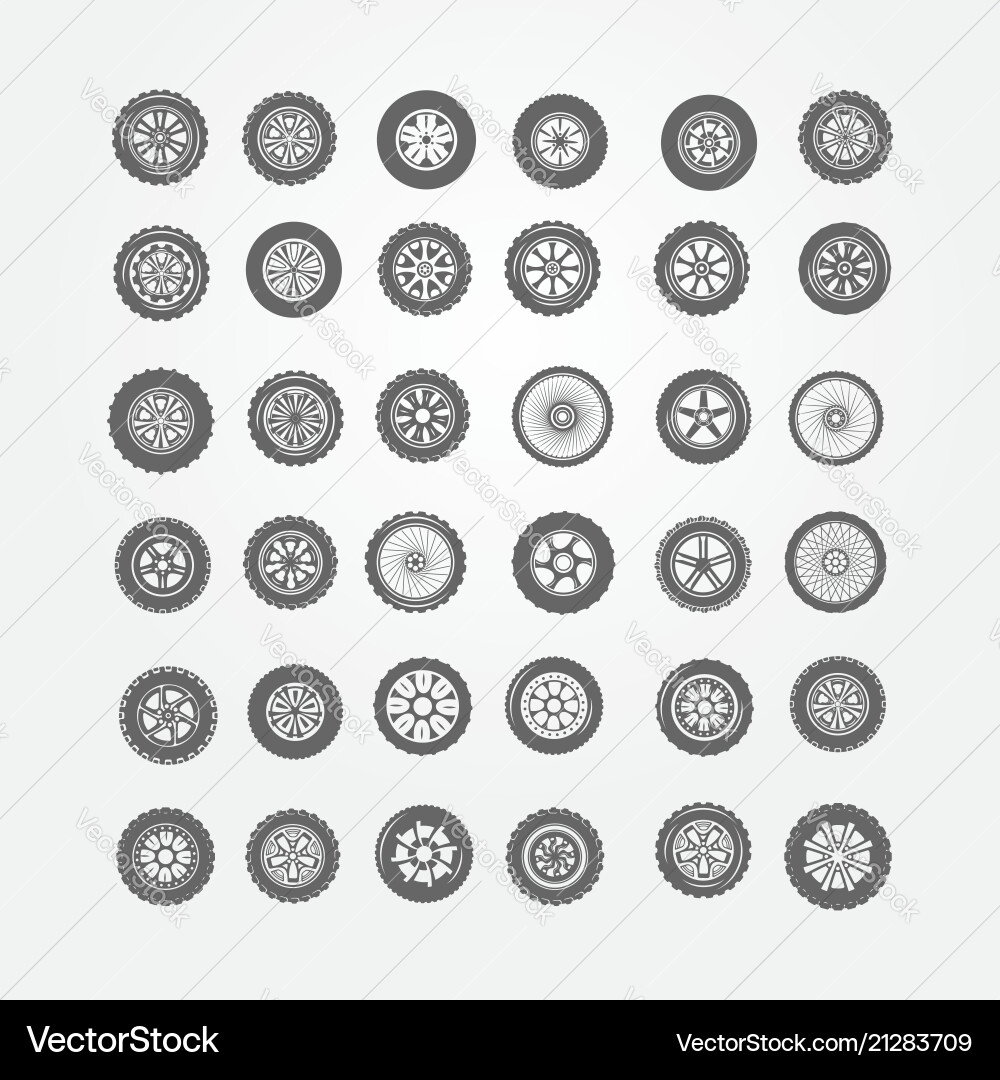 Car Wheel Collection Vector Image