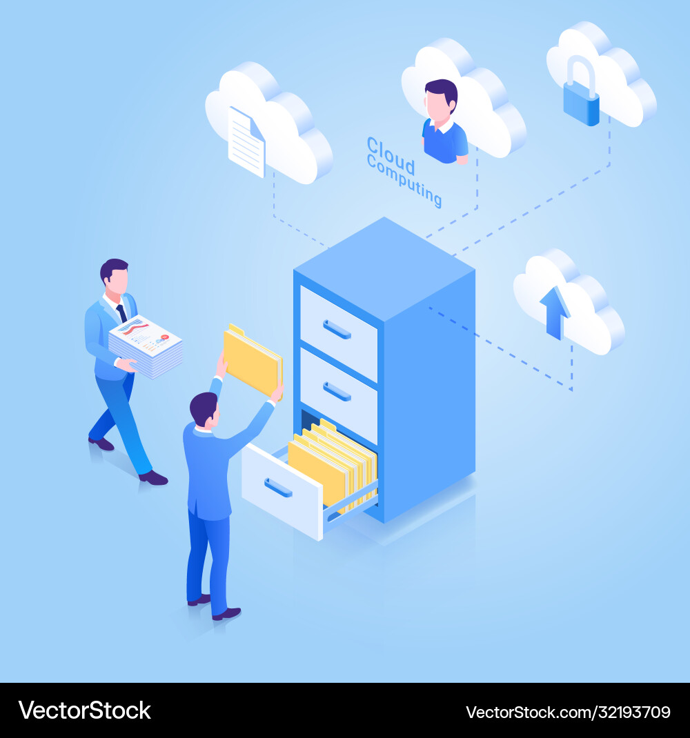 Cloud Computing Isometric Concept Vector Image