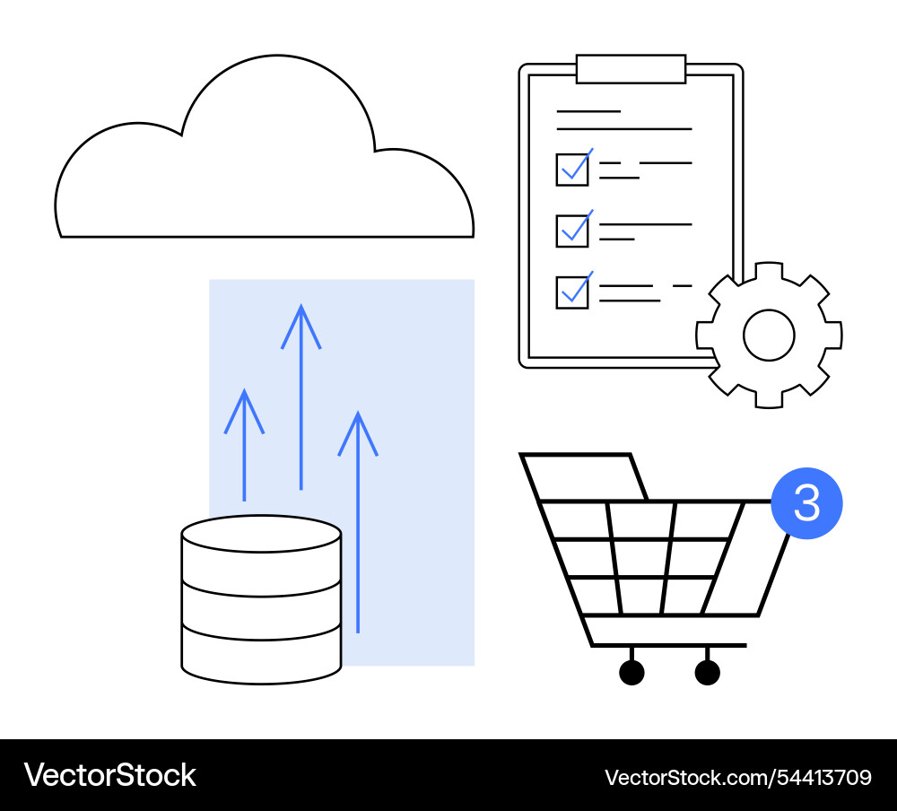 Cloud computing with data storage workflow Cloud computing with data storage workflow vector image