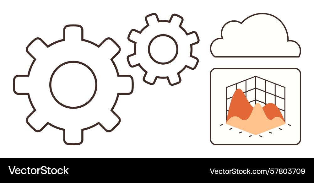 Data processing with cloud storage gears and 3d Data processing with cloud storage gears and 3d vector image