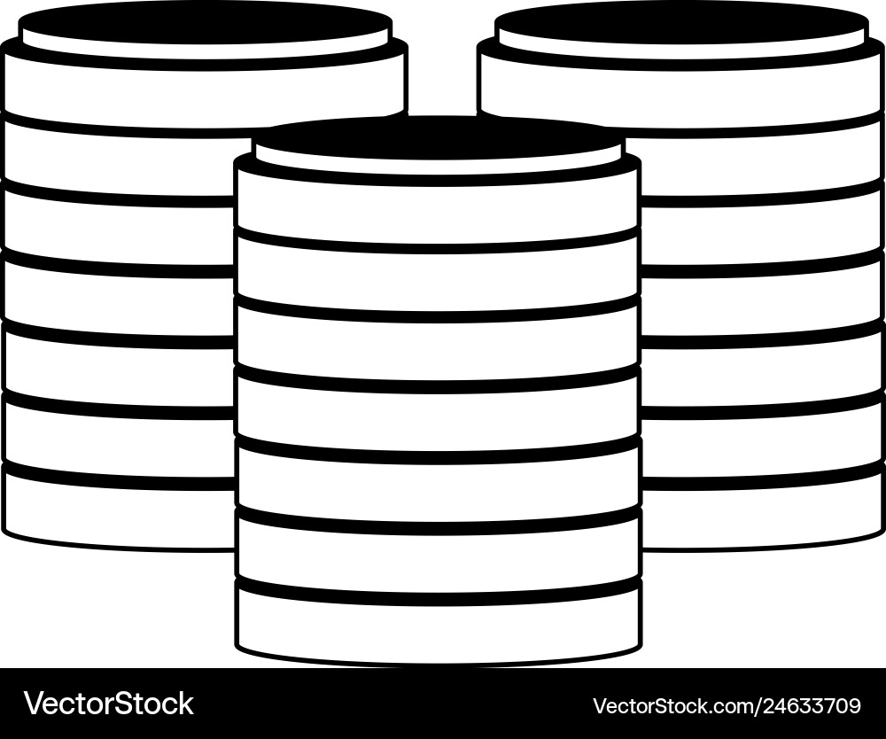 Database disks isolated in black and white Vector Image