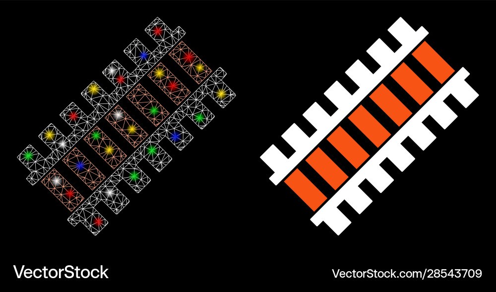 Flare mesh wire frame railroad segment icon Vector Image