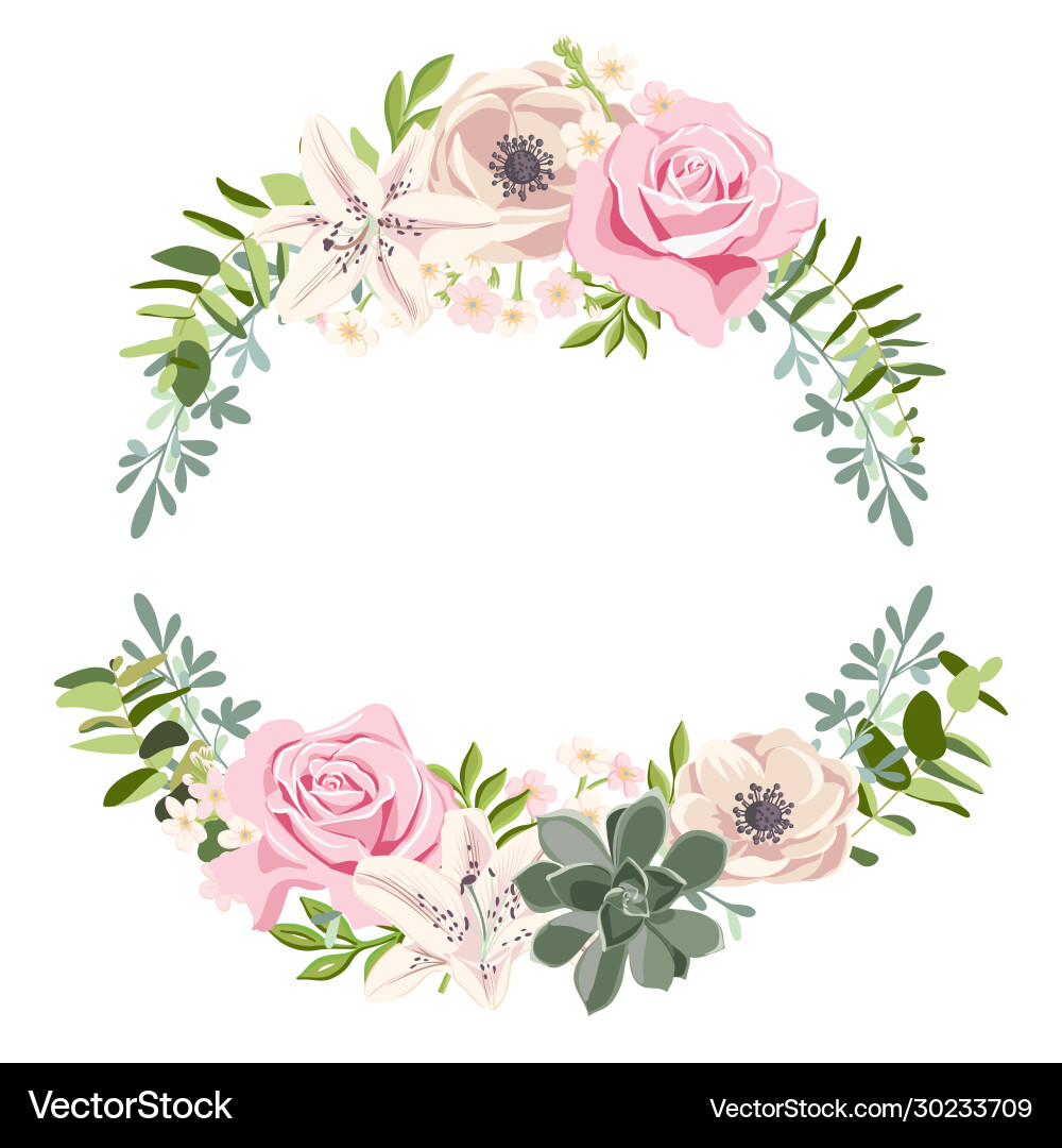 Floral Rose Set - Pink & White Vector Image