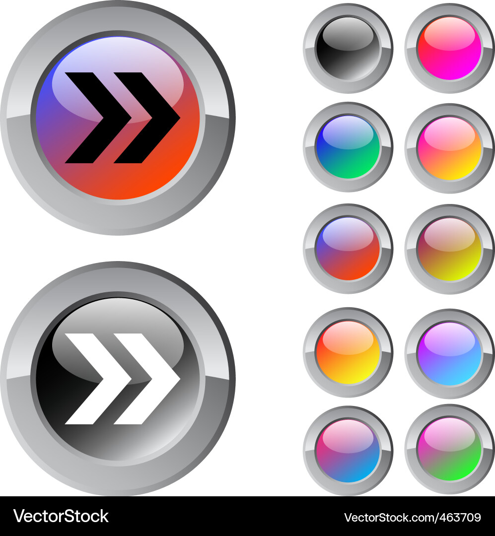 Forward arrow multicolor round button Vector Image
