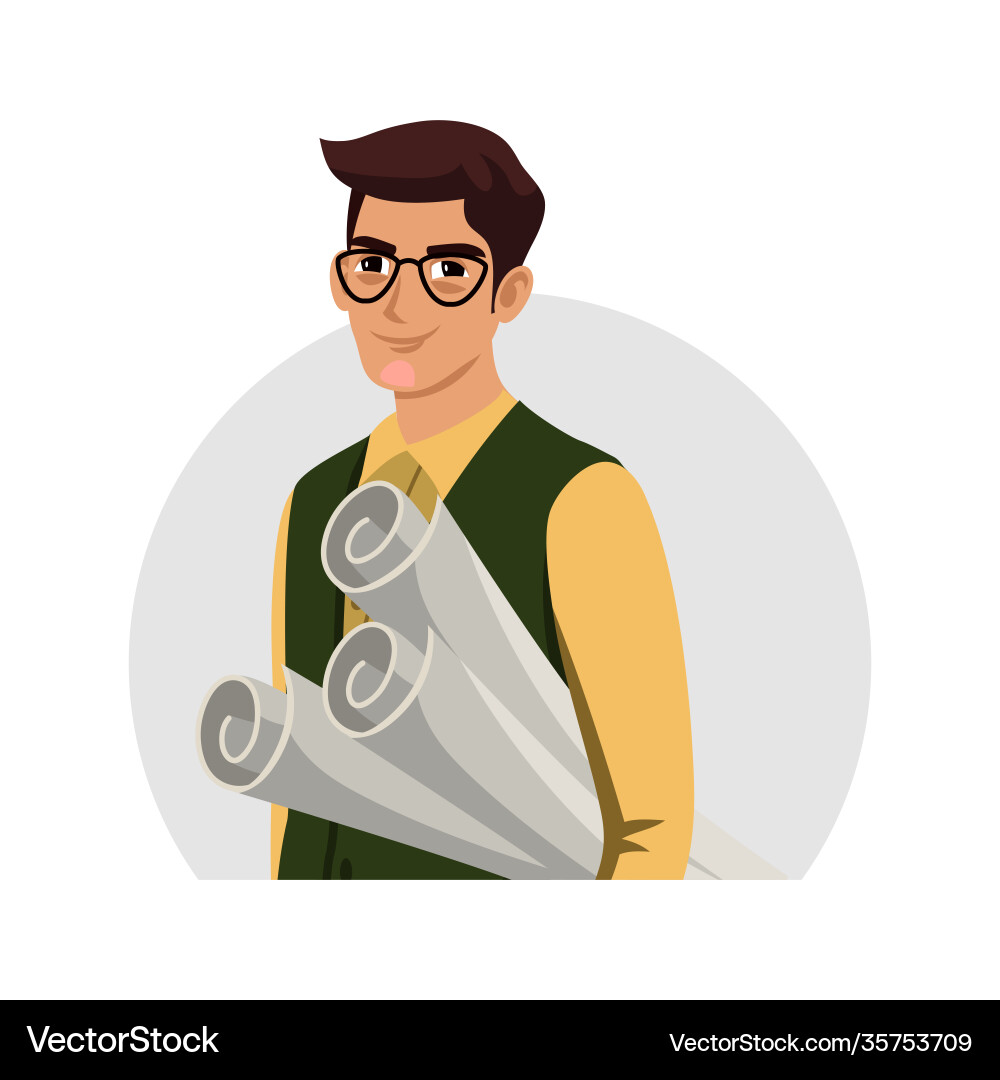 Friendly smiling engineer or architect avatar vector image