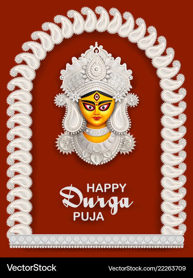 Goddess Durga - Happy Puja vector image