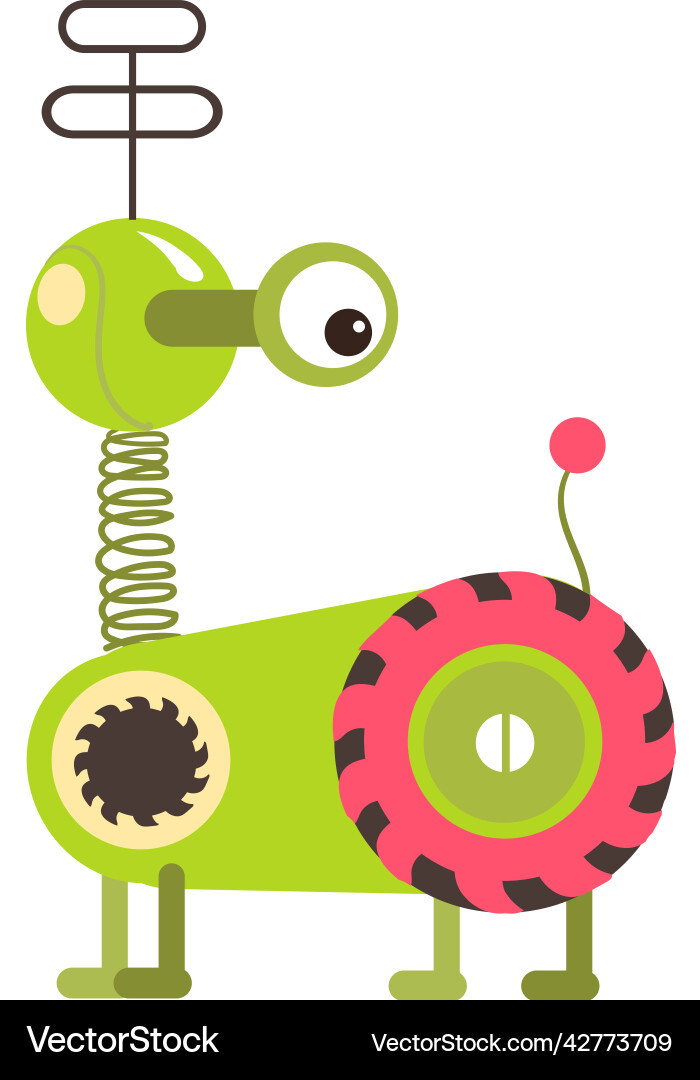 Green robot pet funny cartoon cyborg dog Green robot pet funny cartoon cyborg dog vector image