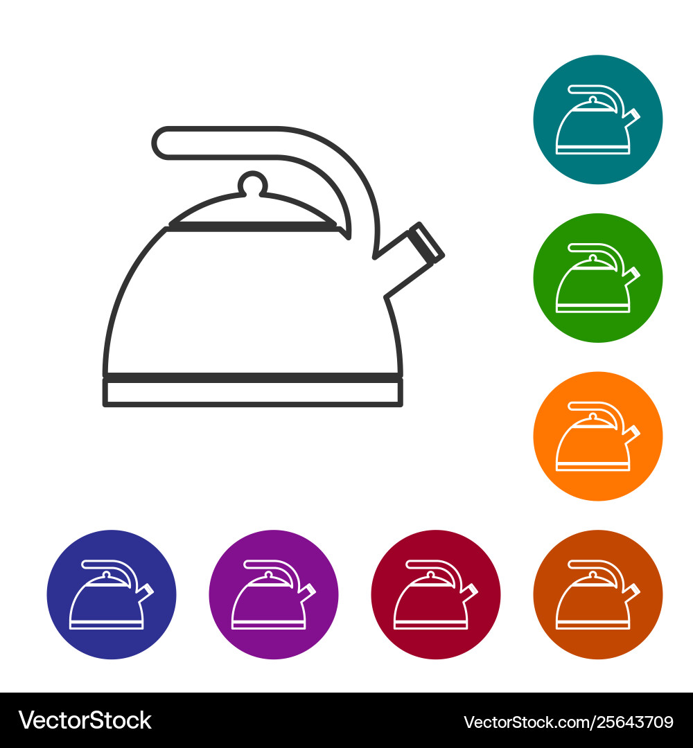 Grey kettle with handle line icon isolated Grey kettle with handle line icon isolated Vector Image