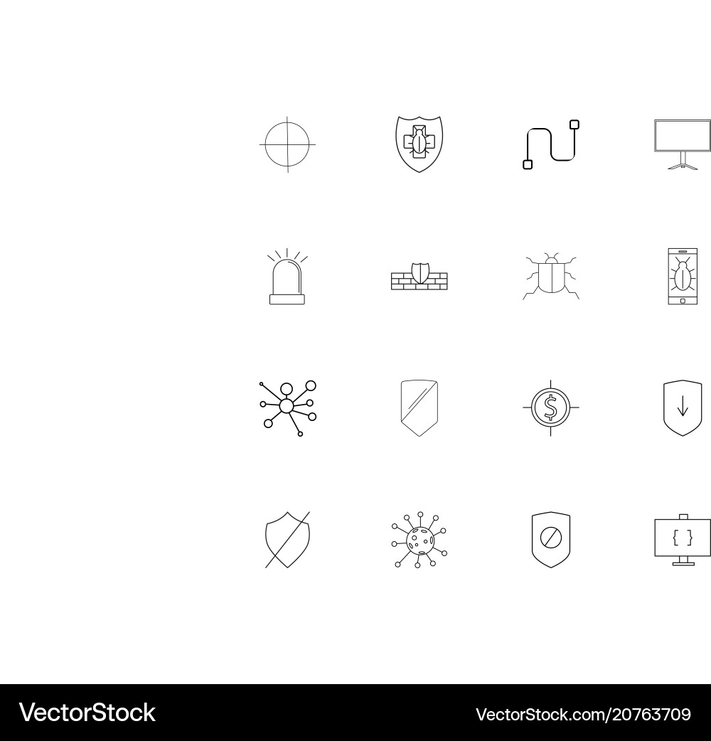 Internet security linear thin icons set outlined Vector Image