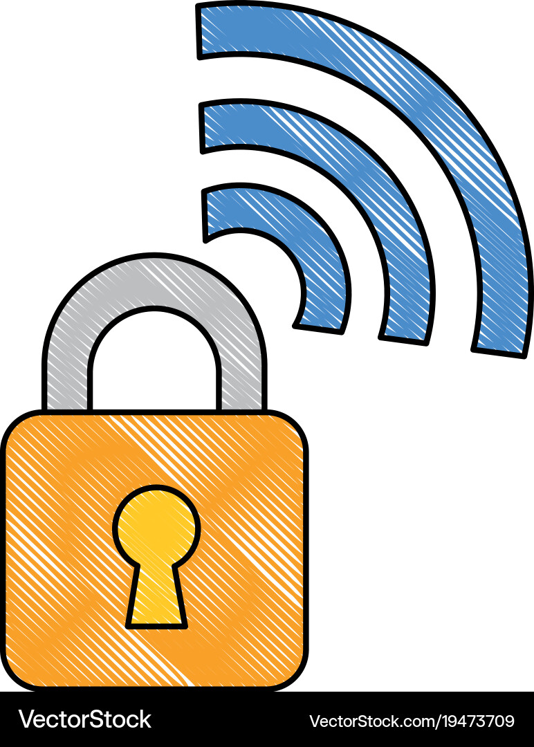Padlock with wifi signal vector image