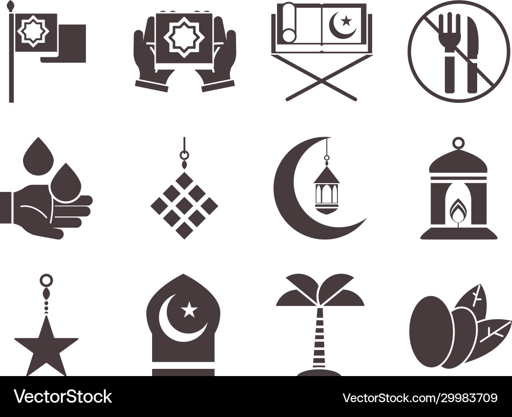 Ramadan arabic islamic Feier Ikone gesetzt Ramadan arabic islamic Feier Ikone gesetzt vektorbild