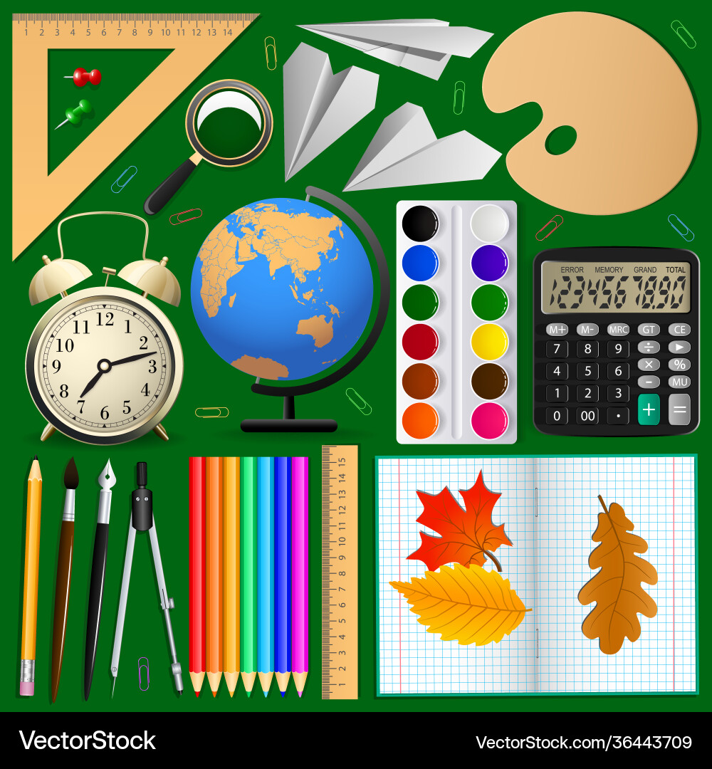 School items set isolated objects School items set isolated objects vector image