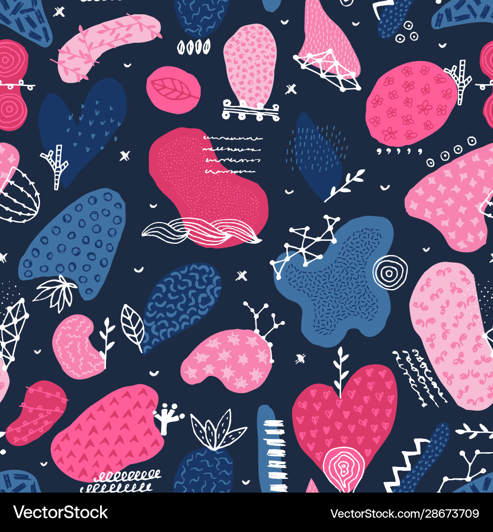 Seamless pattern with hand drawn abstract Vector Image