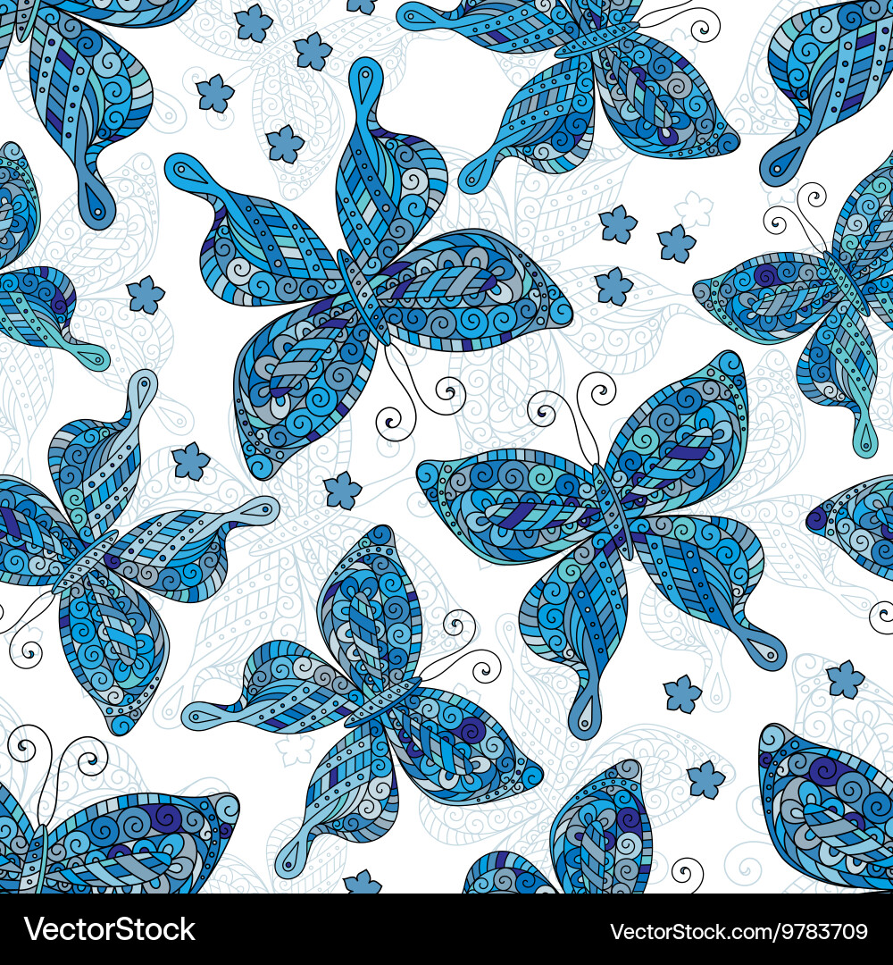 Seamless patterns with butterflies various vector image