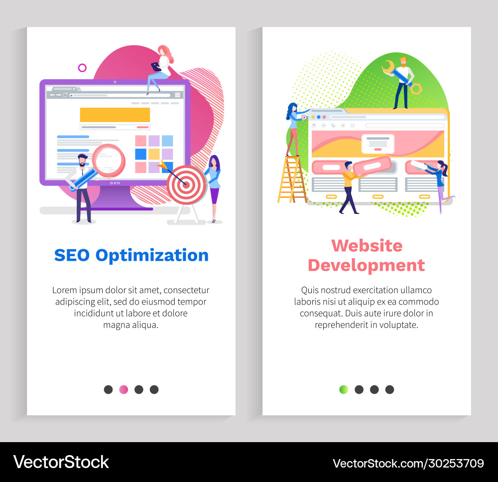 Seo optimization website development research Seo optimization website development research vector image